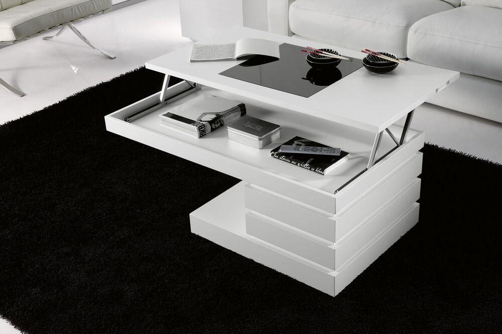 Table basse dinette grand plateau et 2 tiroirs 2