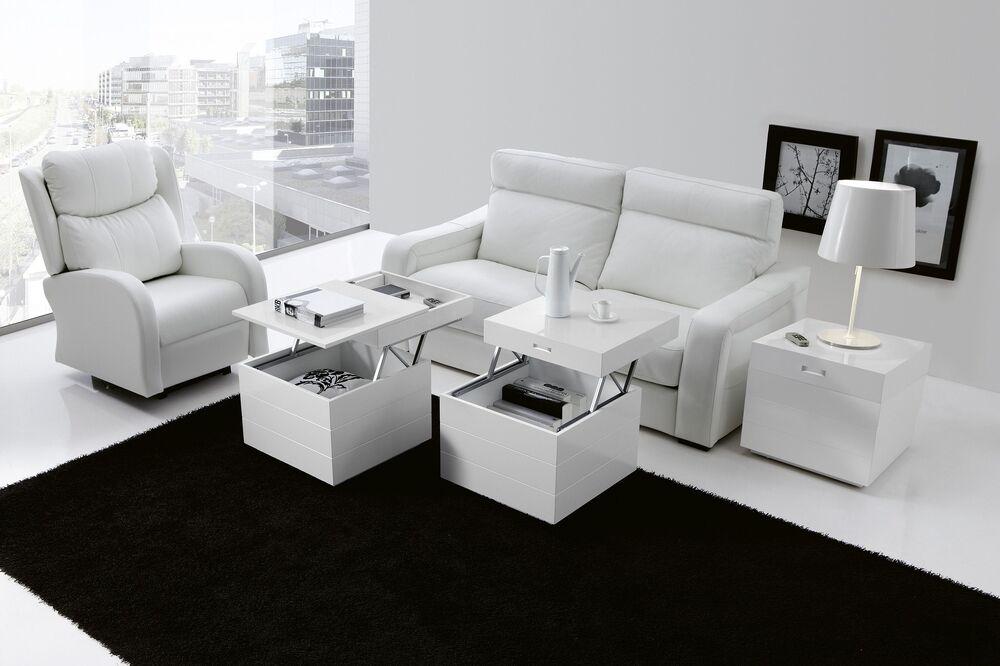 Tables basses modulables avec plateau relevable et grand coffre de rangement  2