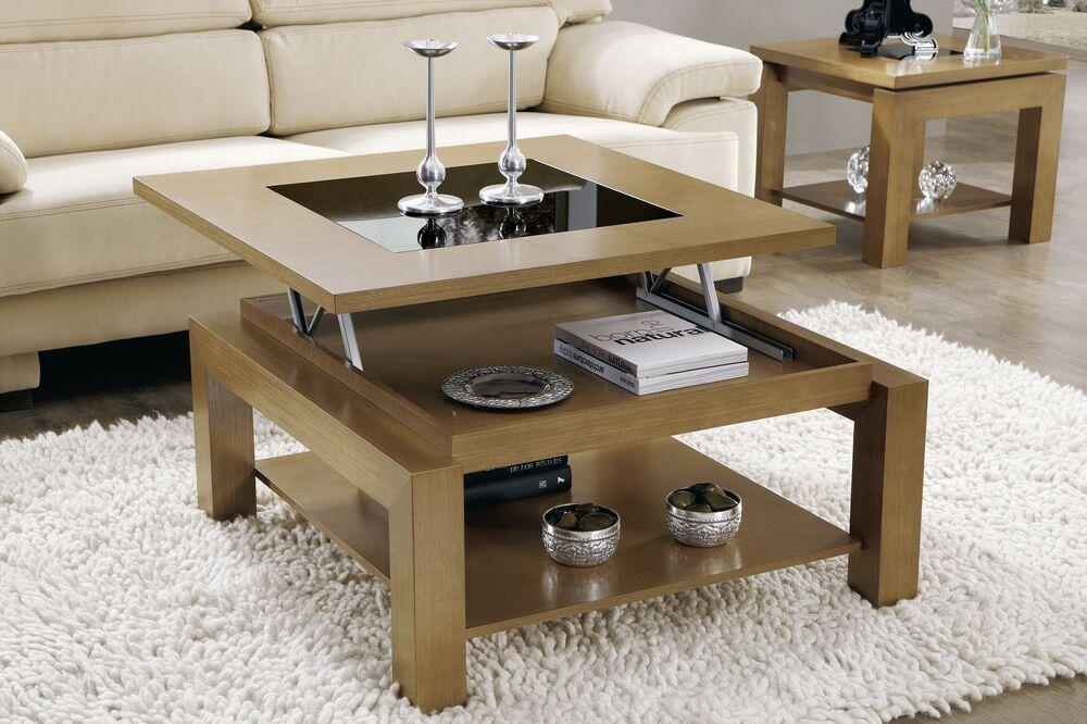 Table basse carrée plateau relevable  2