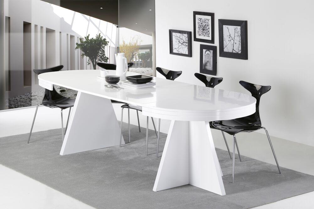 Table de repas ovale extensible avec 3 allonges  2