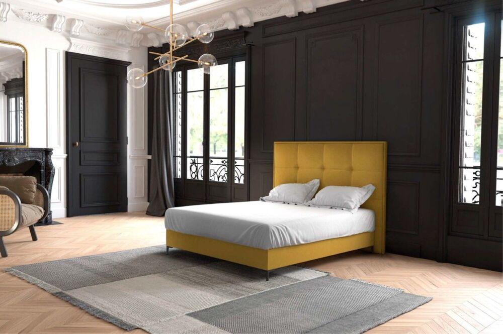 Tête de lit rembourrée et capitonnée en tissu  2