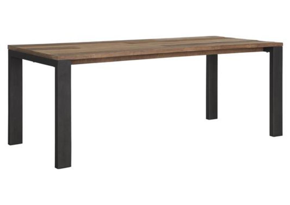 Table rectangulaire style industriel pieds métal plateau en teck recyclé 2