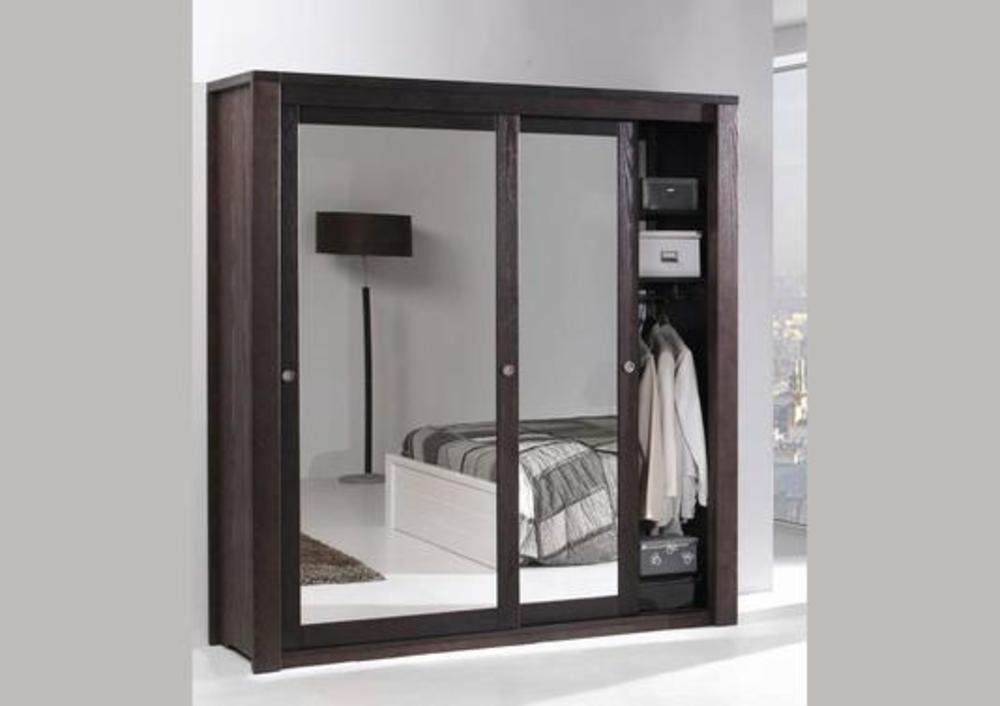 Belle armoire en pin massif, 2 portes coulissantes et miroirs 2