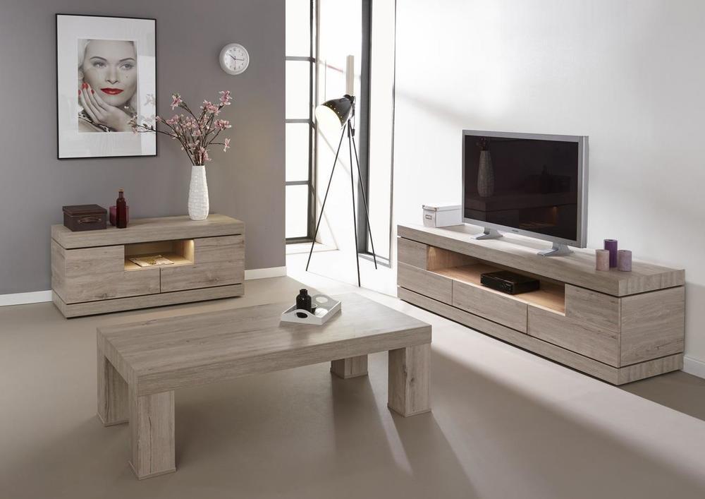Meuble télé moderne 2 portes 1 tiroir 1 niche éclairée 2