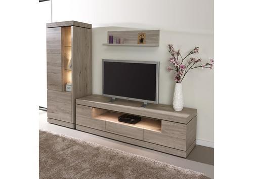 Meuble télé moderne 2 portes 1 tiroir 1 niche éclairée