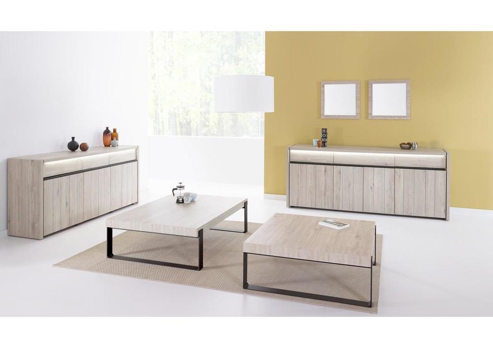 Table basse moderne mélaminée pieds noir