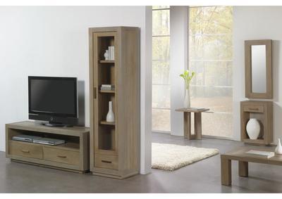 Meuble télé moderne en chêne 2 tiroirs