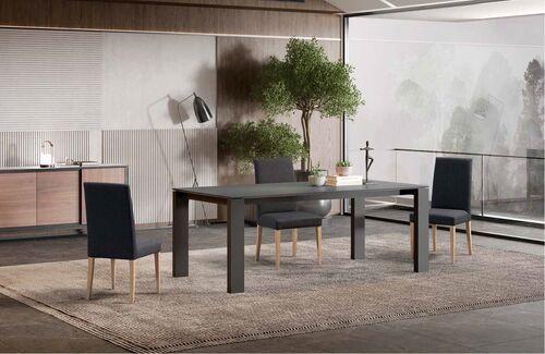 Table rectangulaire plateau céramique pieds métal