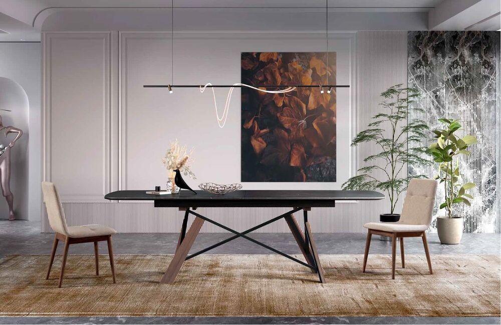 Table en céramique élégante et extensible