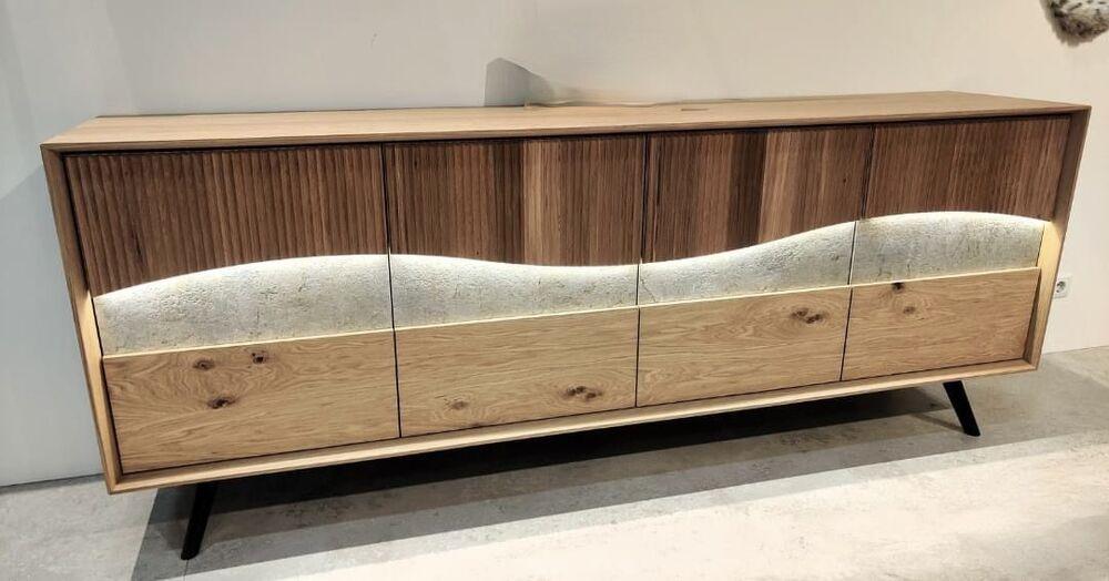 Enfilade 4 portes design céramique et bois 