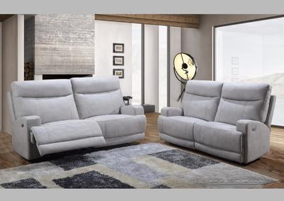 Canapé 3 places en microfibre grise claire avec relax