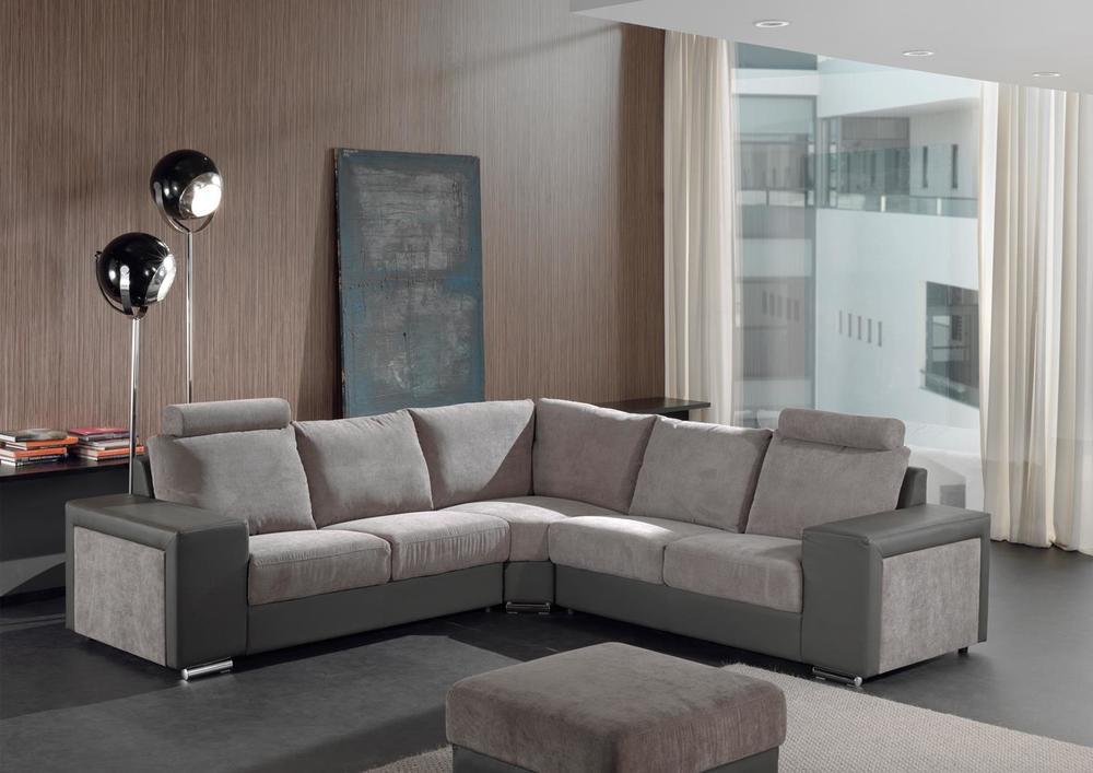 Canapé d'angle moderne bicolor taupe et beige 1