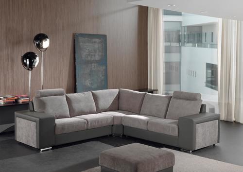 Canapé d'angle moderne bicolor taupe et beige