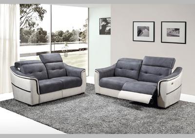 Canapé 2 places PVC et microfibre fixe ou relax