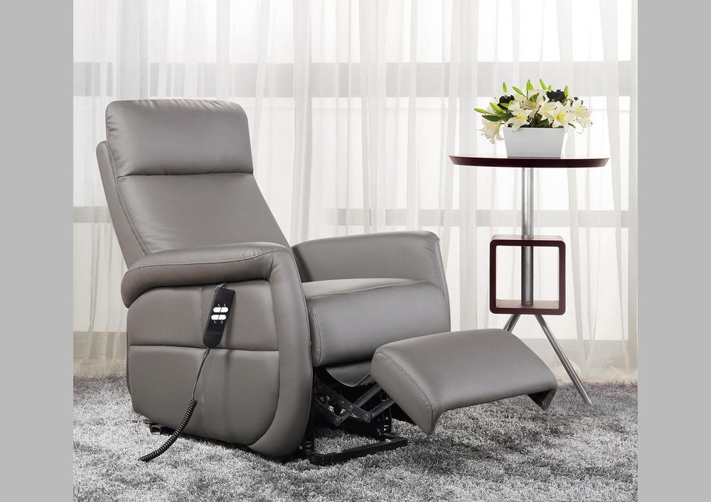 Fauteuil releveur en cuir gris 3