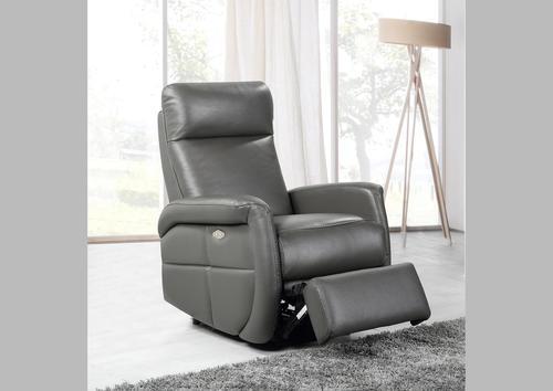 Fauteuil de relaxation en cuir gris fonce