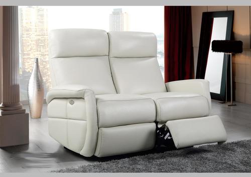 Canapé 2 places en cuir ivoire avec relax