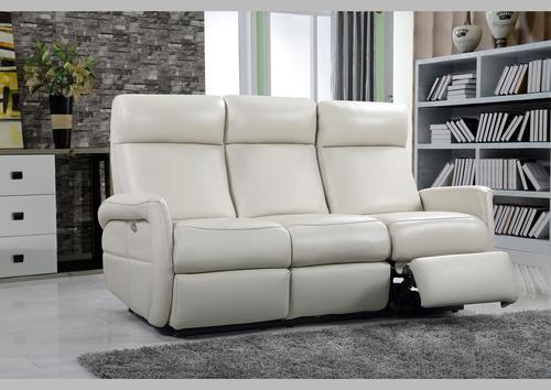 Canapé 3 places en cuir ivoire avec 2 relax électriques
