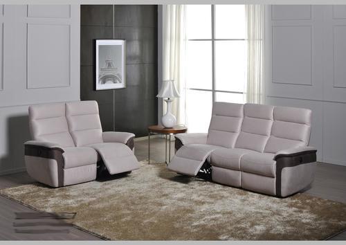 Canapé 2 places avec relax microfibre grise claire