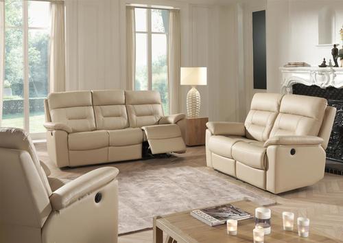 Canapé 3 places 2 relax électriques dossier haut