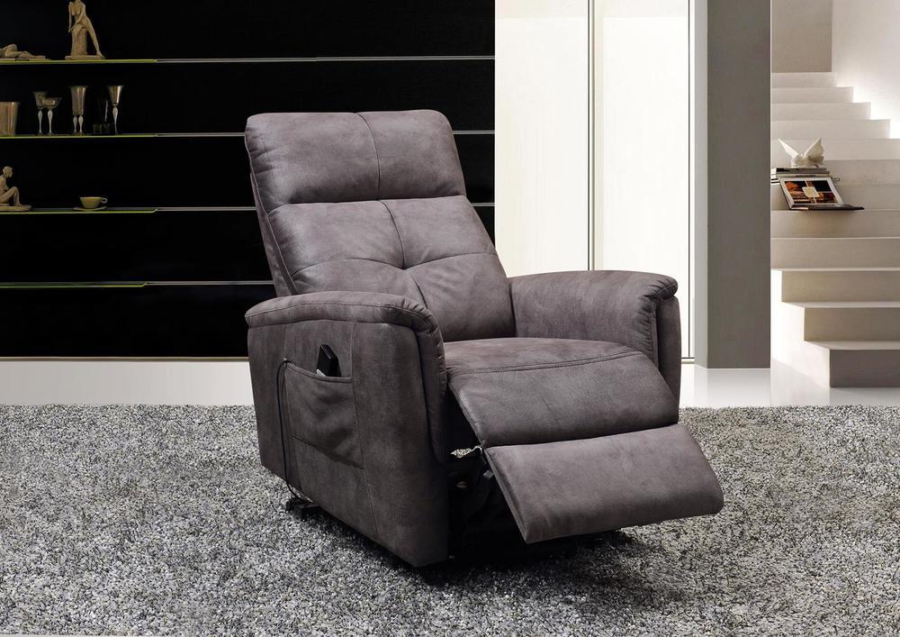 Fauteuil releveur dossier haut en microfibre grise 2