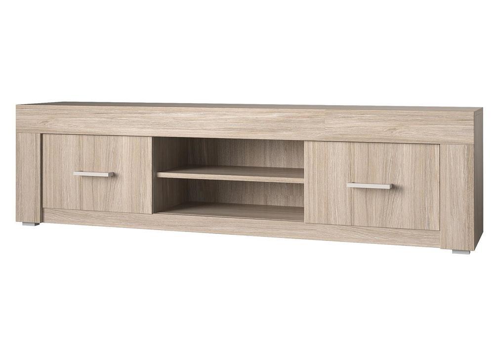 Grand meuble TV 2 portes en mélaminé gris foncé  3