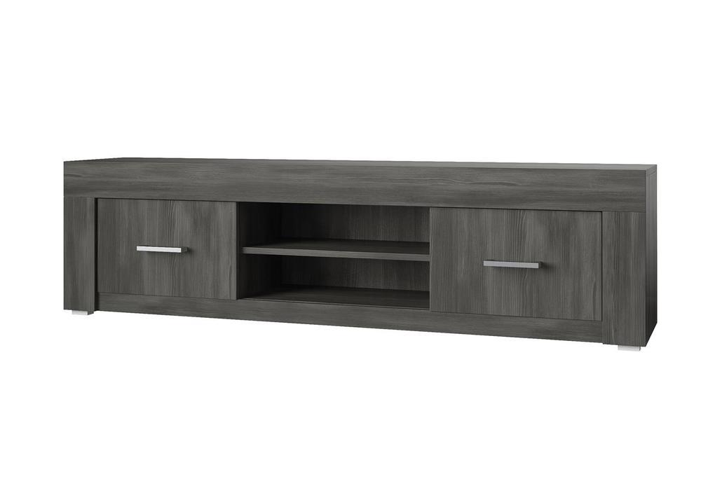 Grand meuble TV 2 portes en mélaminé gris foncé  2