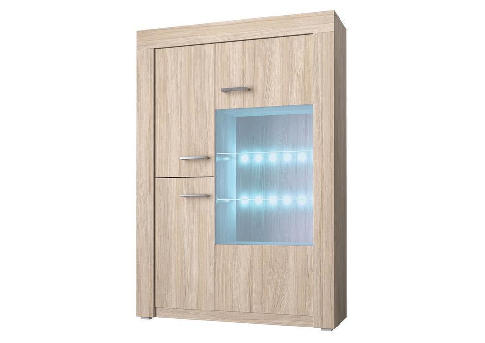 Vitrine avec led mélaminé chêne gris foncé 3