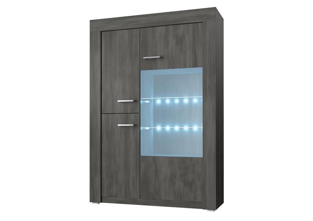 Vitrine avec led mélaminé chêne gris foncé 2