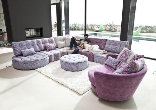 Canapé d'angle modulable contemporain lignes arrondies