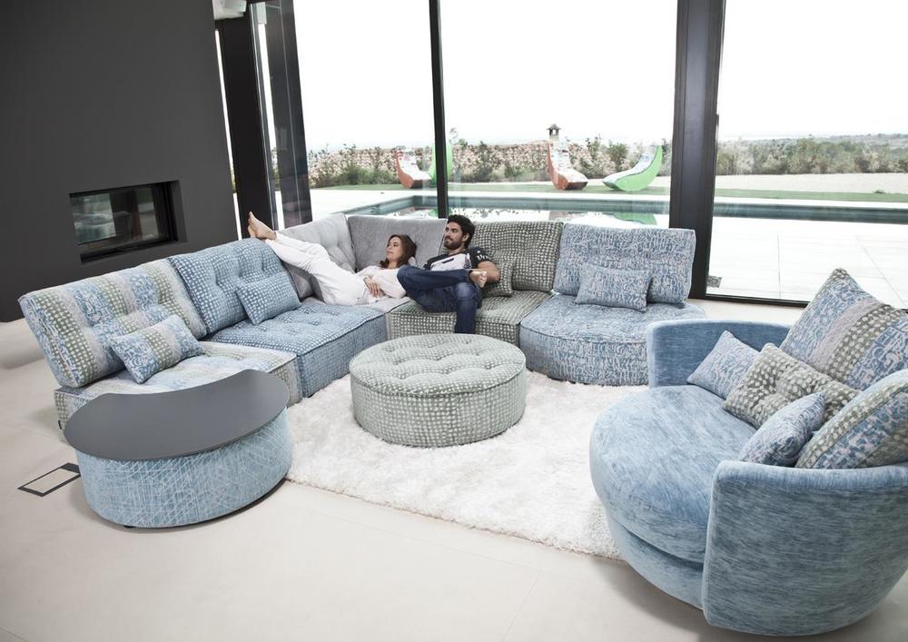 Canapé d'angle modulable camaïeu océan 