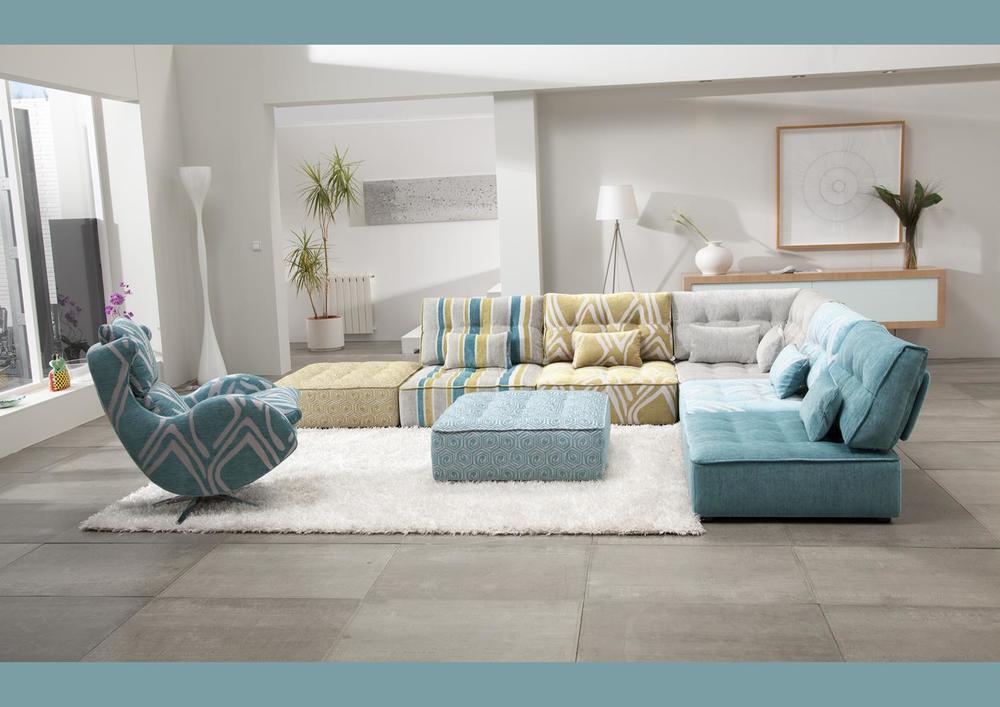 Canapé angle modulable imprimés géométriques 3