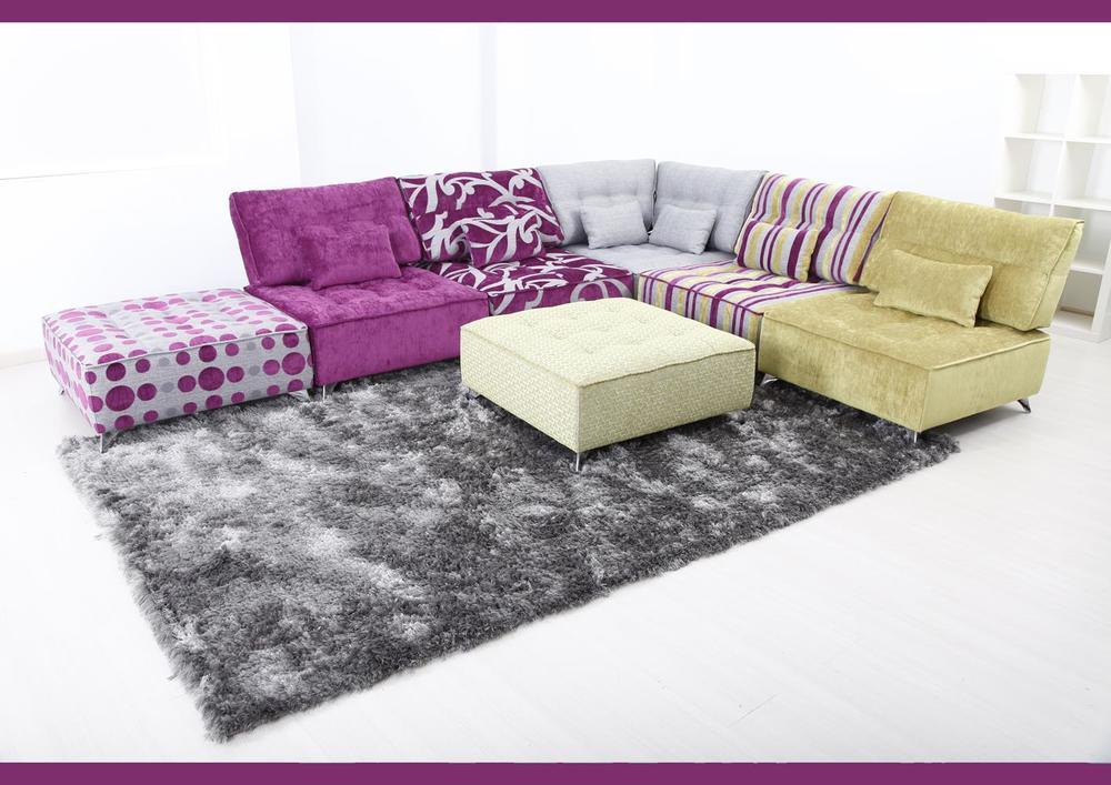 Canapé d'angle moderne modulable ton acidulé 2