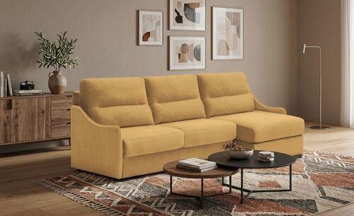 Canapé convertible avec chaise longue coffre accoudoirs fins 