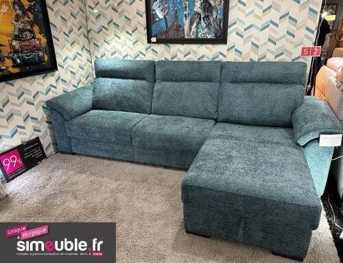 Canapé convertible avec chaise longue coffre couchage 140