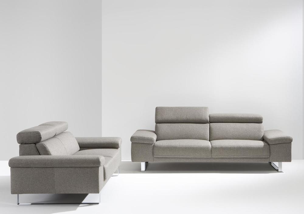Canapé contemporain 2 places fixe, cuir, tissu ou microfibre 3