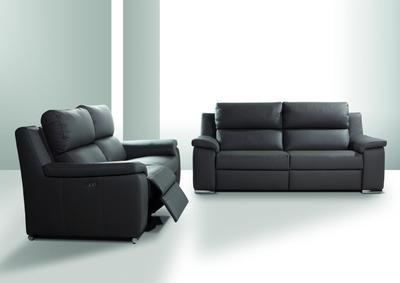 Canapé contemporain 3 places fixe ou relax, cuir, tissu ou microfibre
