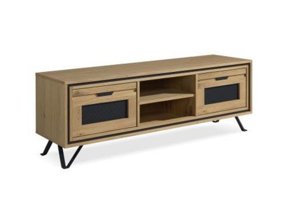 Meuble TV 2 portes 1 niche centrale dans l'esprit industriel 2