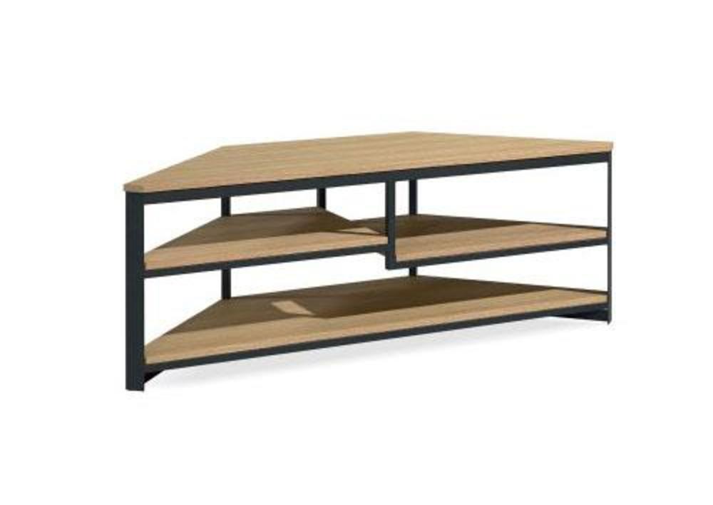 Meuble TV d'angle en bois et métal aux lignes graphiques  2