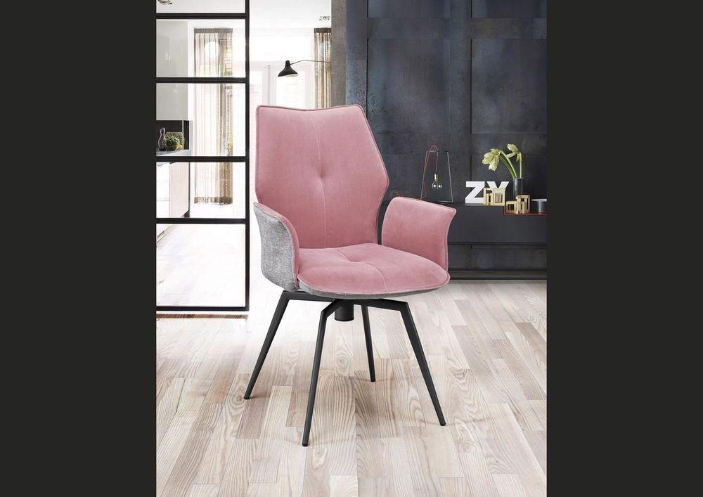 Chaise pivotante avec accoudoirs aspect velours  2