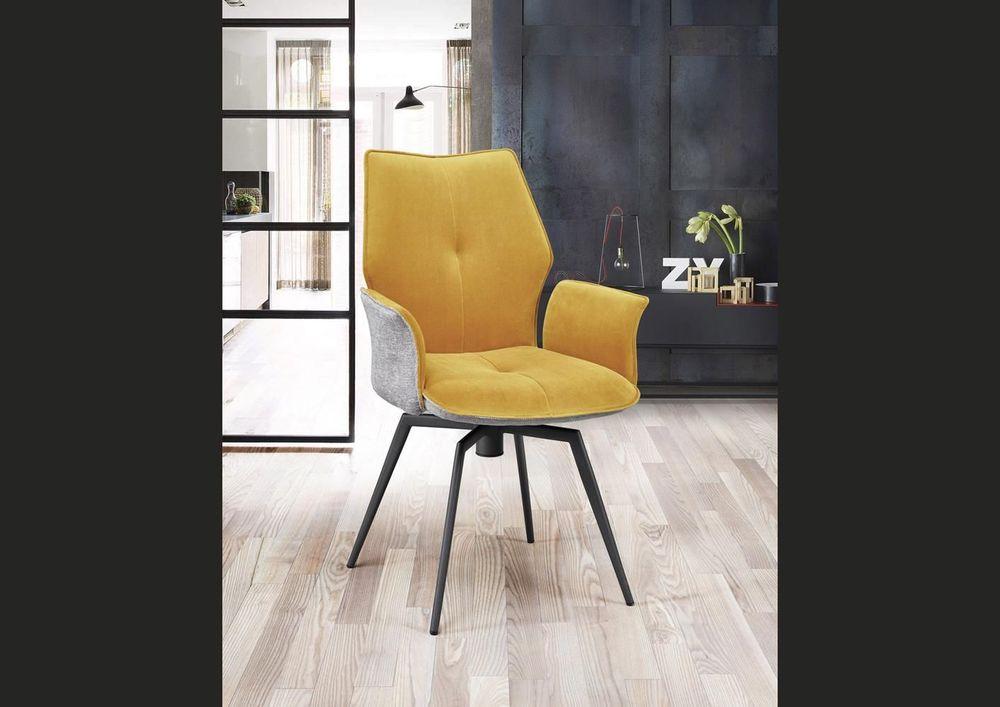 Chaise pivotante avec accoudoirs aspect velours  3