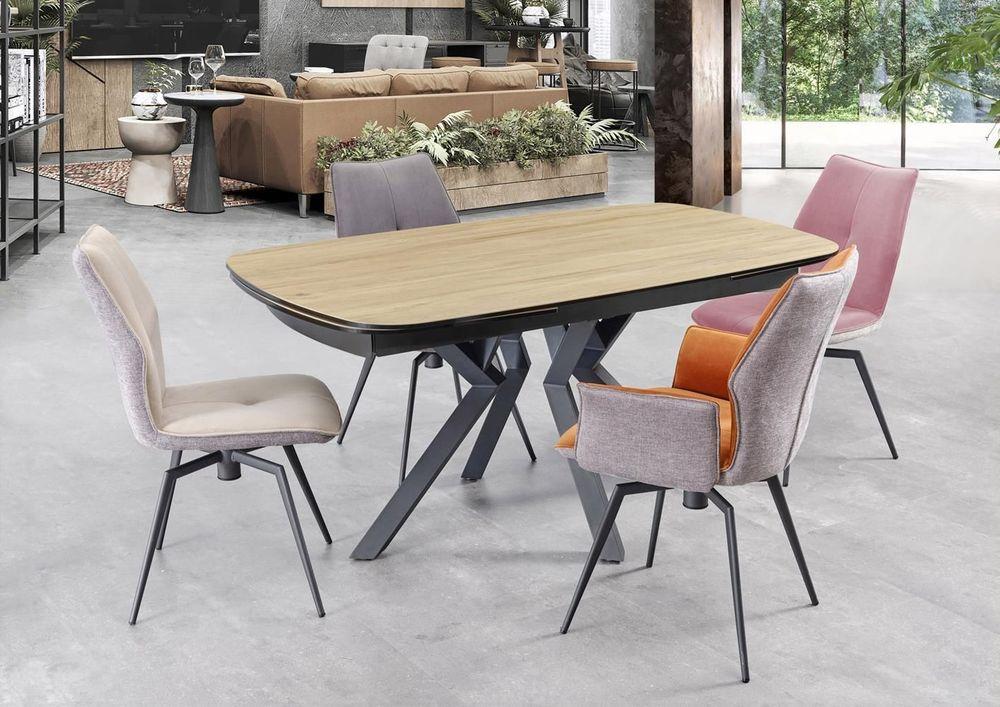 Chaise pivotante avec accoudoirs aspect velours  4