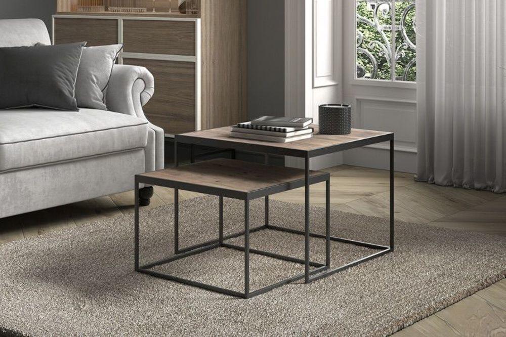 Tables basses gigognes bois et métal 2