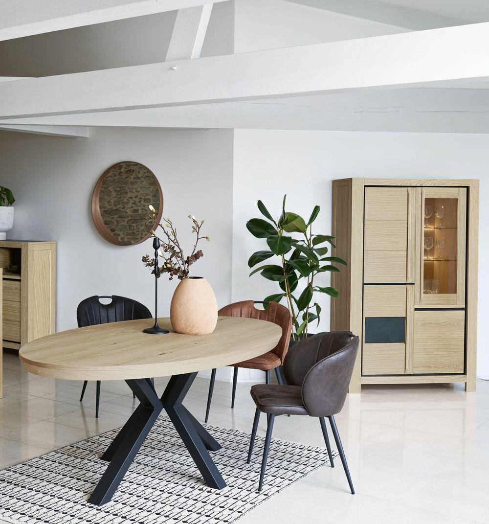 Vitrine 4 portes en bois avec incrustation céramique 2