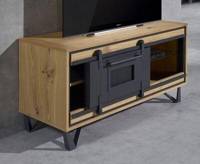 Petit meuble tv 1 porte coulissante en métal