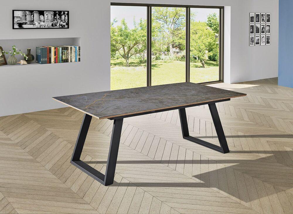 Table design avec ouverture de l'allonge automatique 