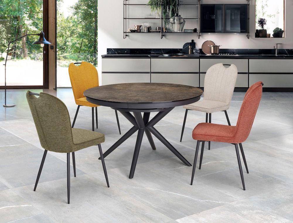 Table ronde plateau céramique avec 1 allonge 1