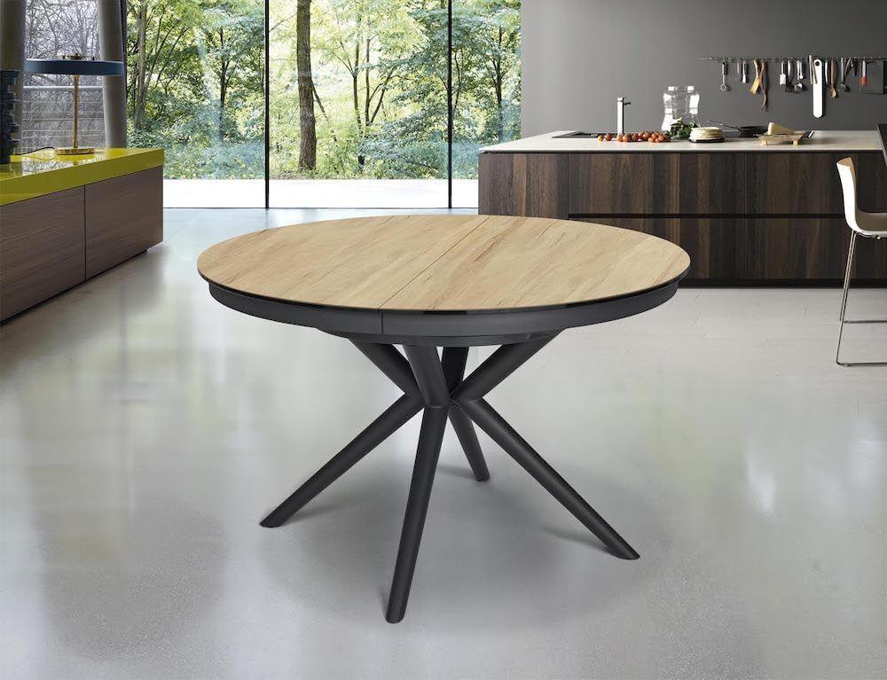 Table ronde plateau céramique avec 1 allonge 3