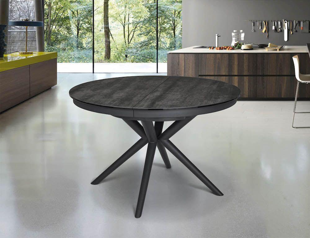 Table ronde plateau céramique avec 1 allonge 4