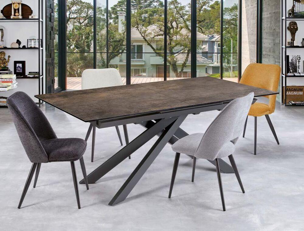 Table de repas extensible en céramique et pied métal